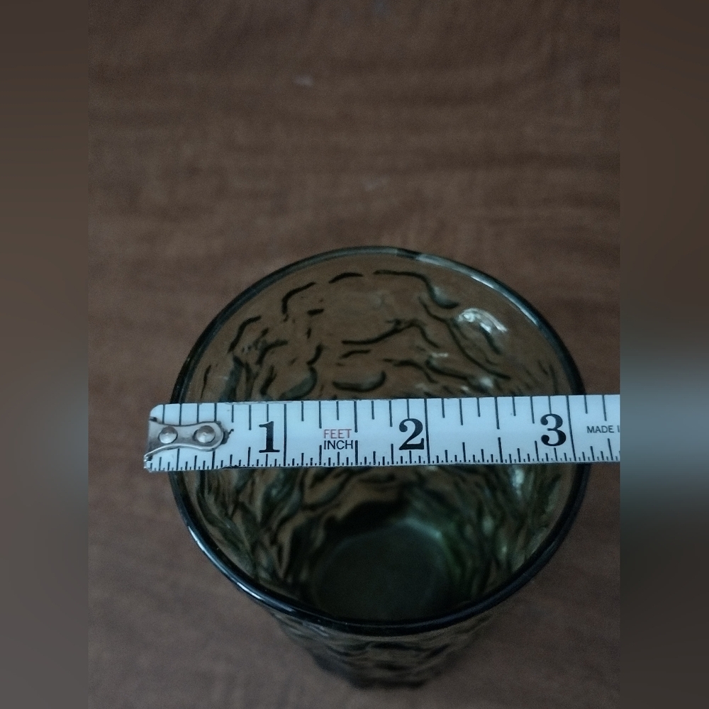 Set of 5 green Anchor Hocking thumbprint glasses - Picture 7 of 10